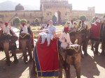Riding an elephant up to the Amber Fort in Rajasthan