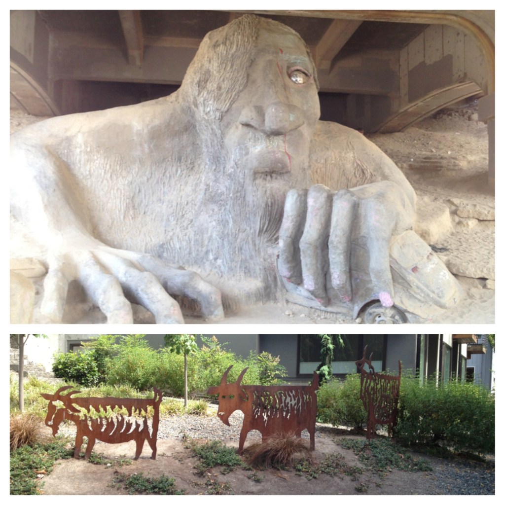 Troll and three Billy Goats Gruff