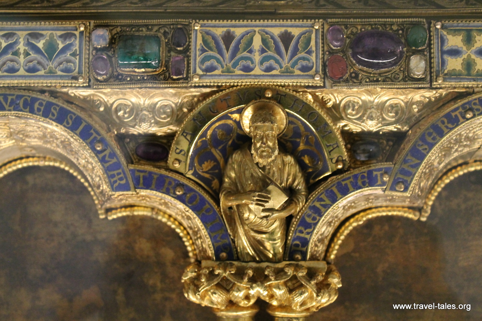 Saint detail in gold and enamel