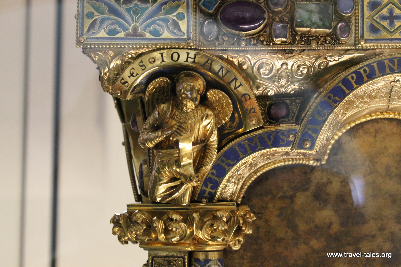 corner saint detail in gold and enamel